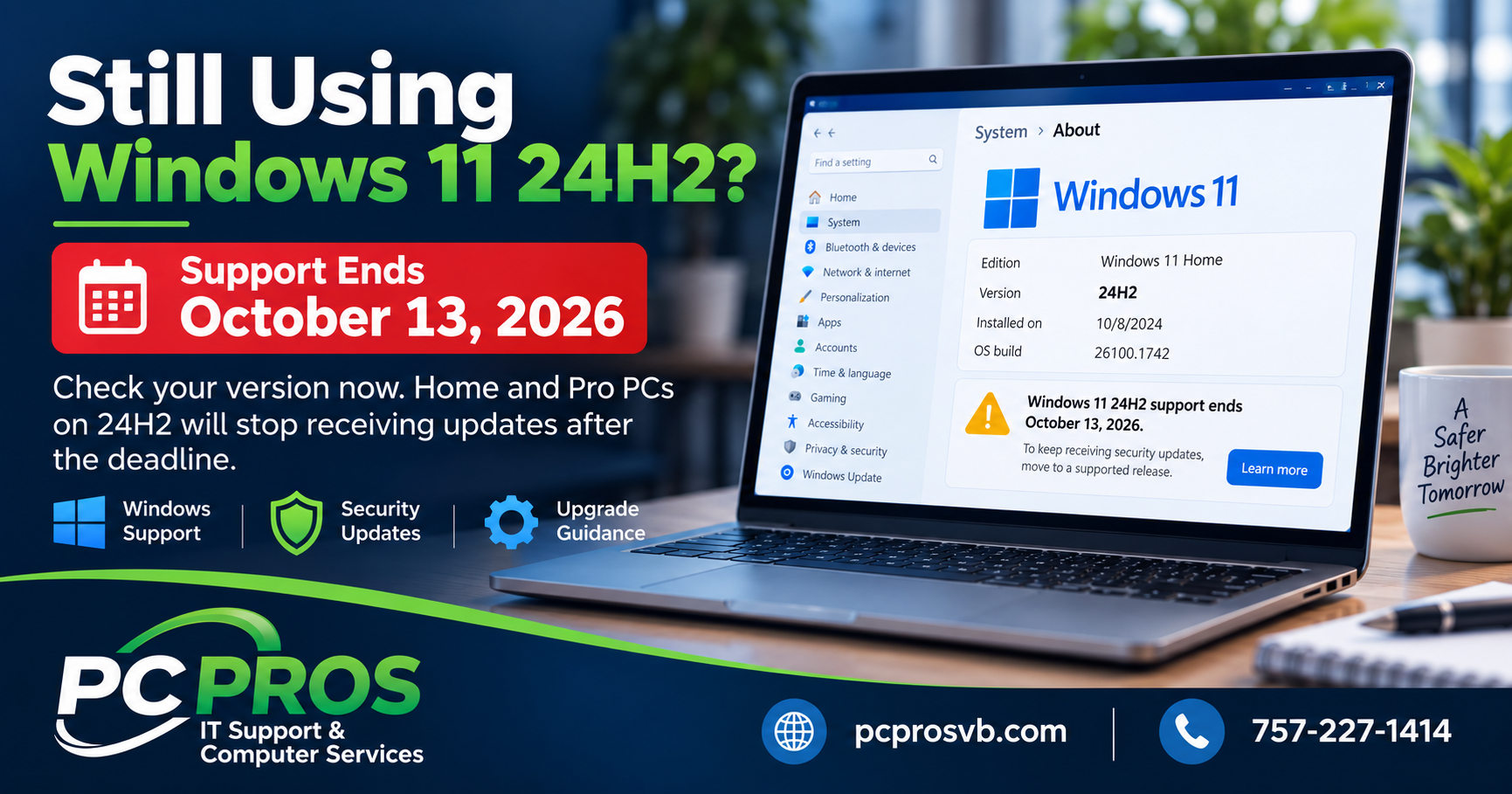 Windows 11 24H2 Support Ends October 13, 2026: Check Your Version Now